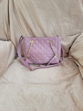 ALDO Quilted Lilac Shoulder Bag with Gold Chain Trim